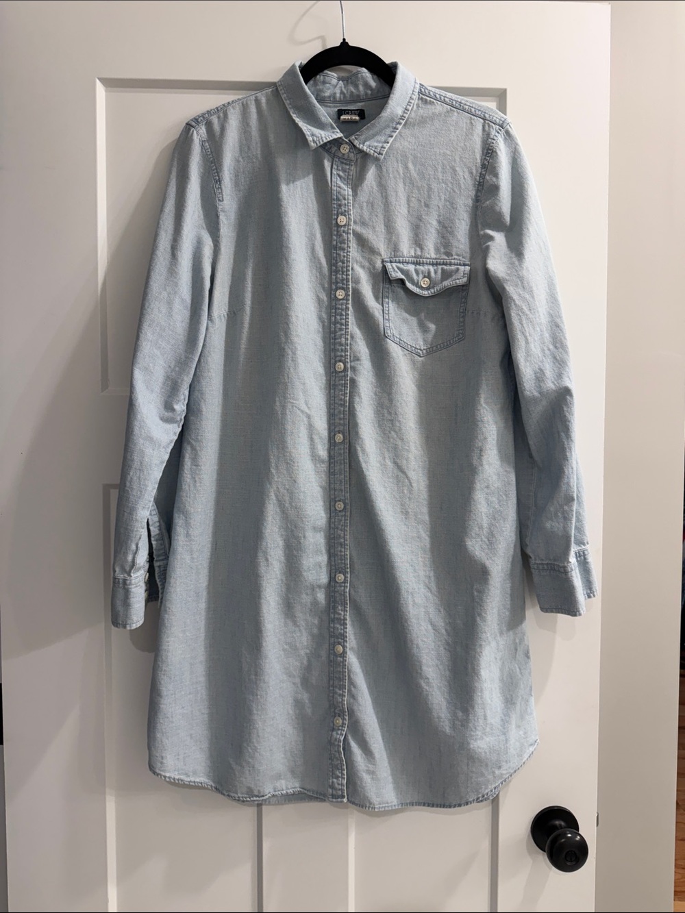 J. Crew Light Blue Denim Button-Down Shirt Dress